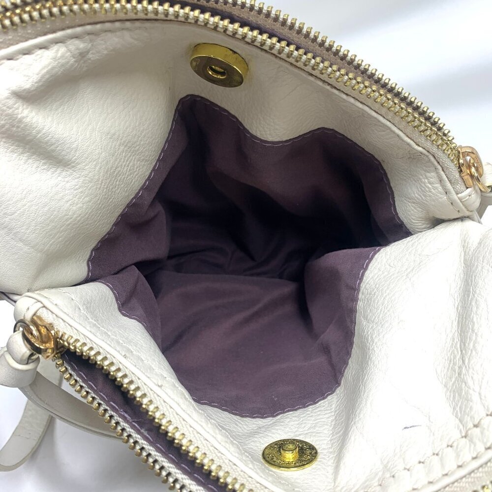 Kooba Stratford White Leather Hobo Triple Compartment Crossbody Bag 9"x9.5" - Picture 10 of 12